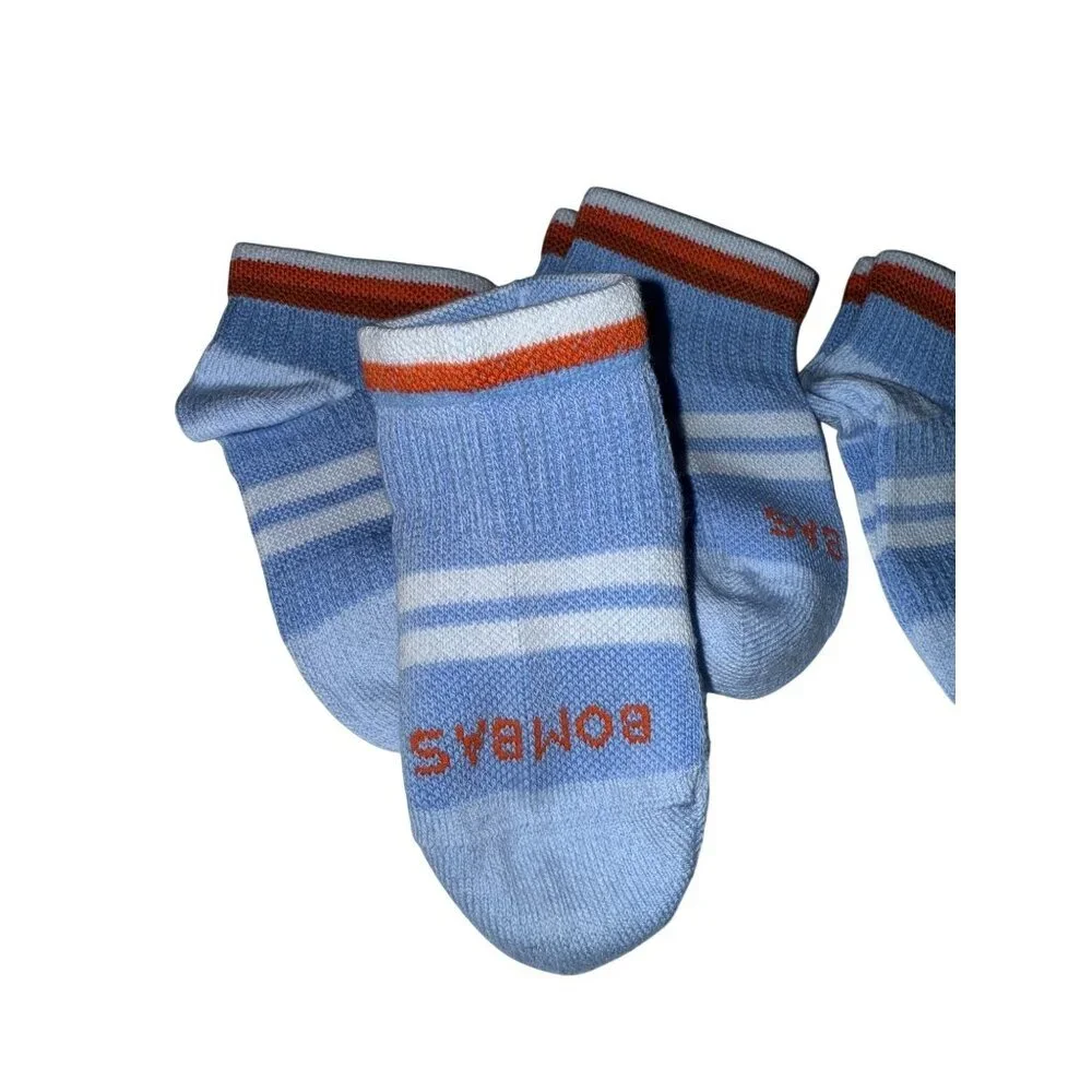 Bombas Toddler Socks Blue Red Stripe 3 Pair Stay On Cotton Age 1 - 3 NWOT